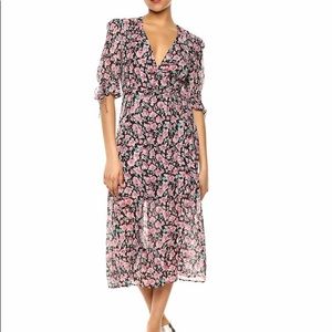 Floral Silk Midi Wrap Dress The Kooples Paris Candy Flower 2 XS S